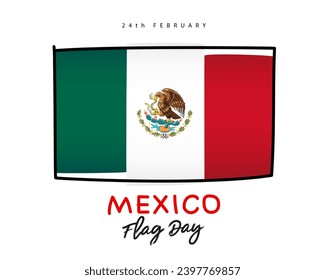 February 24 is Mexico Flag Day. Elements for the design for Mexico Day. Mexican flag. Vector illustration on a white background.