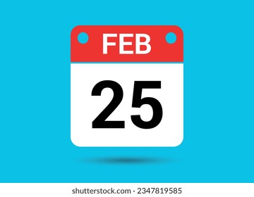 25. Februar 2015 Kalenderdatum flaches Symbol Tag 25 Vektorgrafik