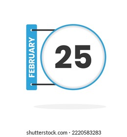 February 25 calendar icon. Date,  Month calendar icon vector illustration