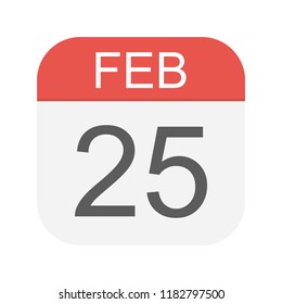 February 25 - Calendar Icon - Vector Illustration