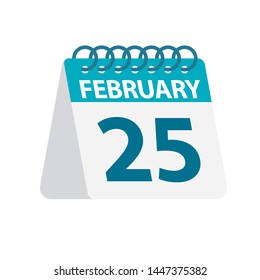 February 25 - Calendar Icon - Vector Illustration