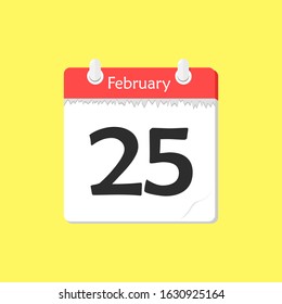 February 25 Calendar Icon Vector Illustration Stock Vector (Royalty ...