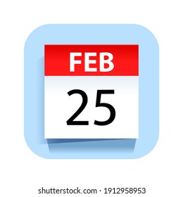 February 25. Calendar Icon. Vector Illustration.