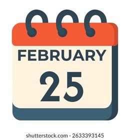 25. Februar-Kalendervektor auf weißem Hintergrund
Vektorkalender mit Datum