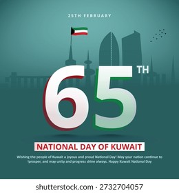 25. Februar - Feiern des 65. Kuwait National Day | Kreative Vektorgrafik