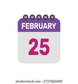 februar 25 icon vektor beginnt mit bunten kalender seite