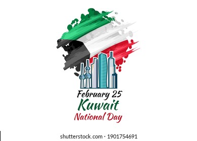 February 25. Independence day of Kuwait vector illustration. Suitable for greeting card, poster and banner.