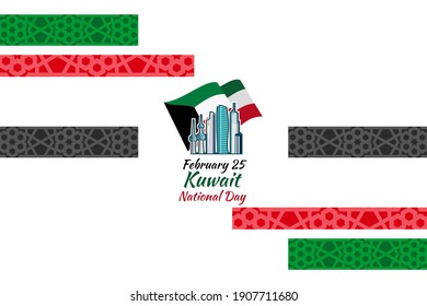 February 25. Independence day of Kuwait vector illustration. Suitable for greeting card, poster and banner.