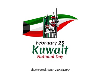 February 25. Independence day of Kuwait vector illustration. Suitable for greeting card, poster and banner.