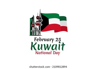 February 25. Independence day of Kuwait vector illustration. Suitable for greeting card, poster and banner.
