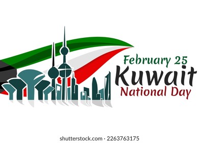 February 25. Independence day of Kuwait vector illustration. Suitable for greeting card, poster and banner.