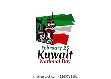 February 25. Independence day of Kuwait vector illustration. Suitable for greeting card, poster and banner.