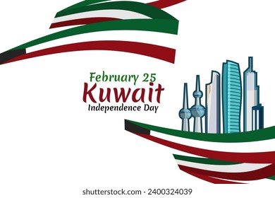 February 25. Independence day of Kuwait vector illustration. Suitable for greeting card, poster and banner.