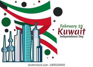 February 25. Independence day of Kuwait vector illustration. Suitable for greeting card, poster and banner.