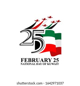 February 25, National Day Of Kuwait Vector Illustration. Suitable For Greeting Card, Poster And Banner.