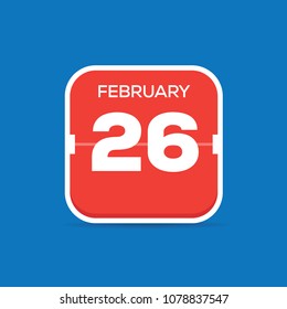 February 26 Calendar Flat Icon