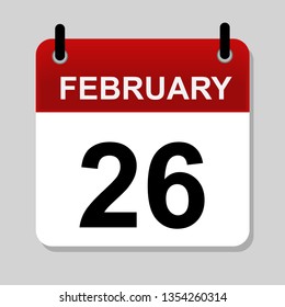 February 26 , calendar icon vector illustration
