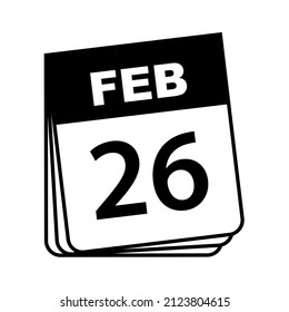 February 26. Calendar Icon. Vector Illustration.