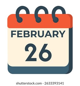 February 26 calendar vector on white background
Vector calendar with date