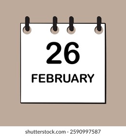 February 26. Daily Calendar icon for design. Simple design for business brochure, flyer, print media, advertisement. Easily editable.