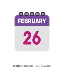 februar 26 icon vektor beginnt mit bunten kalender seite