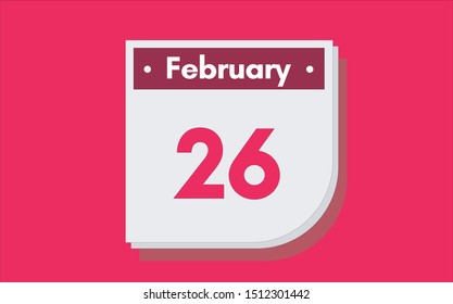 February 26th Calendar Icon Day 26 Stock Vector (Royalty Free