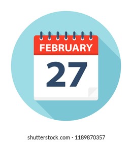 February 27 - Calendar Icon - Vector Illustration