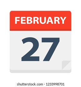 February 27 - Calendar Icon - Vector Illustration