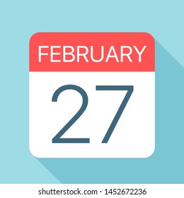 February 27 - Calendar Icon - Vector Illustration