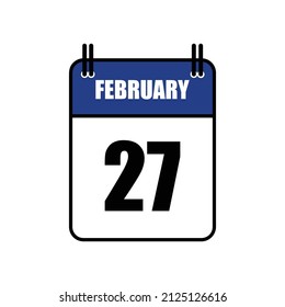 February 27 Calendar Icon Vector Illustration . Date , Day Of Mouth