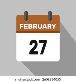 february 27 calendar icon vector month date number illustration design