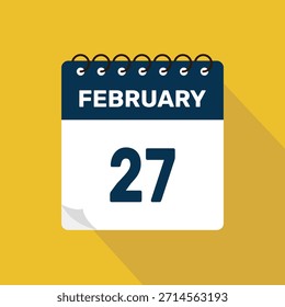 27 de fevereiro calendário ícone vetor ilustração com design