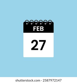 February 27 calendar reminder. 27th February Date Month calendar icon design template.