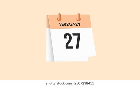 February 27 - calendar and Time planner. Daily Calendar Icon reminder. Vector Illustration.