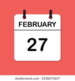 February 27. Daily Calendar icon for design. Simple design for business brochure, flyer, print media, advertisement. Easily editable.