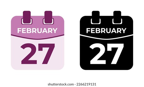 February 27 flat daily spiral calendar icon date vector image in matching color scheme. Suitable and perfect for design material, such as event or reminder. The best editable graphic resources.