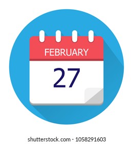 February 27. Vector flat daily calendar icon. Date and time, day, month. Holiday. Season.