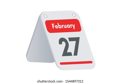 February 27th calendar icon. Day 27 of month. Vector illustration.