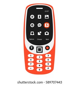 FEBRUARY 28, 2017: Vector Of New Orange Features Mobile Phone.