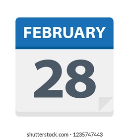 February 28 - Calendar Icon - Vector Illustration