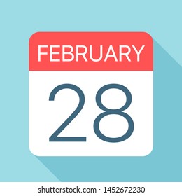 February 28 - Calendar Icon - Vector Illustration