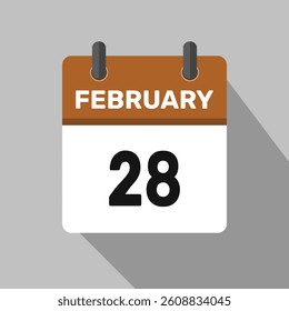 february 28 calendar icon vector month date number illustration design