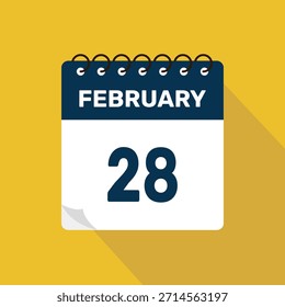 Febrero 28 Calendario Icono Ilustración vectorial con diseño