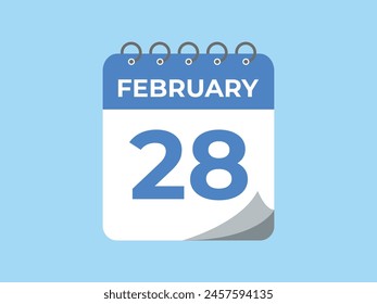 February 28 calendar reminder. 28 February daily calendar icon template. Calendar 28 February icon Design template. Vector illustration
