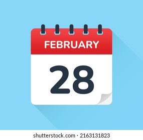 February 28 date on calendar vector icon