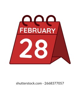 Februar 28 Schreibtisch Kalender Vektor auf weißem Hintergrund
Vektor roter Kalender, flaches Symbol
