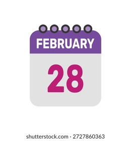 februar 28 icon vektor beginnt mit bunten kalender seite
