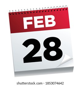 February 28th on a calendar page - illustrated. 