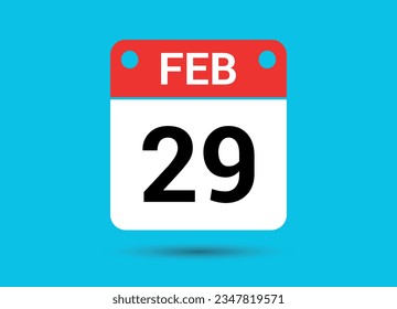 February 29 Calendar Date Flat Icon Day 29 Vector Illustration