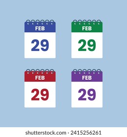 February 29 calendar reminder. 29th February  Date Month calendar icon design template. Leap year date.